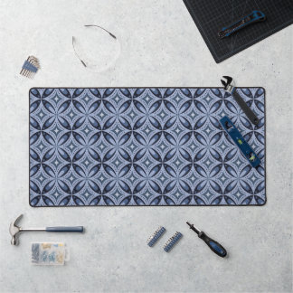 Blue Geometric Pattern Retro Style Desk Mat