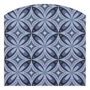 Blue Geometric Pattern Retro Style Door Sign