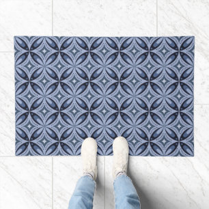 Blue Geometric Pattern Retro Style Doormat