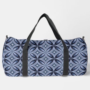 Blue Geometric Pattern Retro Style Duffle Bag
