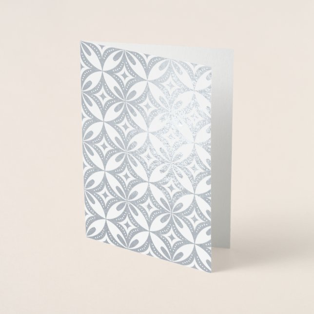 Blue Geometric Pattern Retro Style Foil Card (Front)