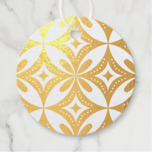 Blue Geometric Pattern Retro Style Foil Favor Tags