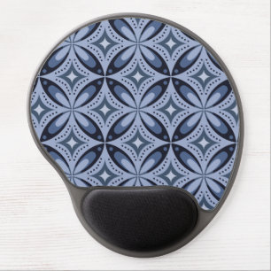 Blue Geometric Pattern Retro Style Gel Mouse Pad