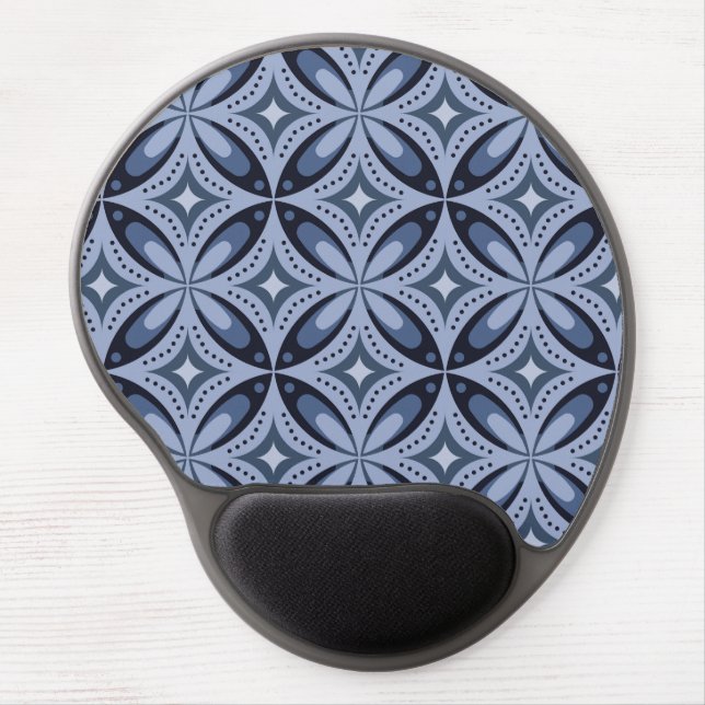 Blue Geometric Pattern Retro Style Gel Mouse Pad (Front)