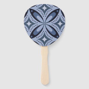 Blue Geometric Pattern Retro Style Hand Fan