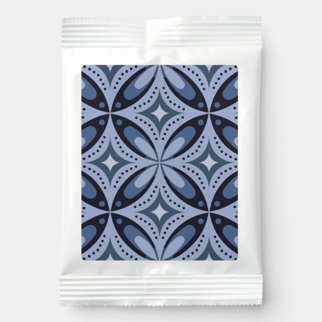 Blue Geometric Pattern Retro Style Hot Chocolate Drink Mix (Front)