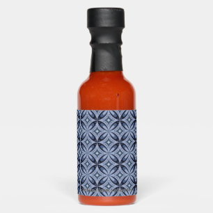 Blue Geometric Pattern Retro Style Hot Sauces