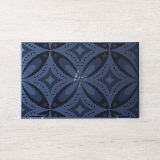 Blue Geometric Pattern Retro Style HP Laptop Skin (Front)