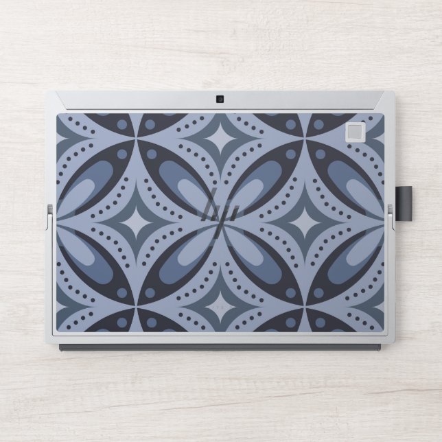 Blue Geometric Pattern Retro Style HP Laptop Skin (Front)