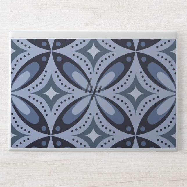 Blue Geometric Pattern Retro Style HP Laptop Skin (Front)