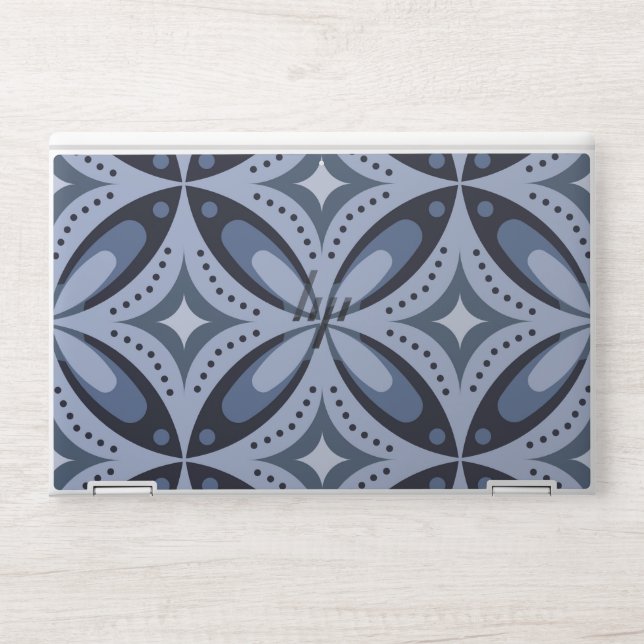 Blue Geometric Pattern Retro Style HP Laptop Skin (Front)