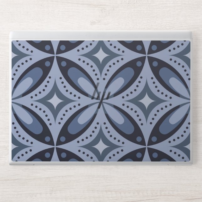 Blue Geometric Pattern Retro Style HP Laptop Skin (Front)