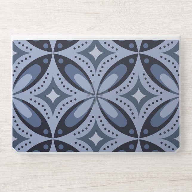 Blue Geometric Pattern Retro Style HP Laptop Skin (Front)