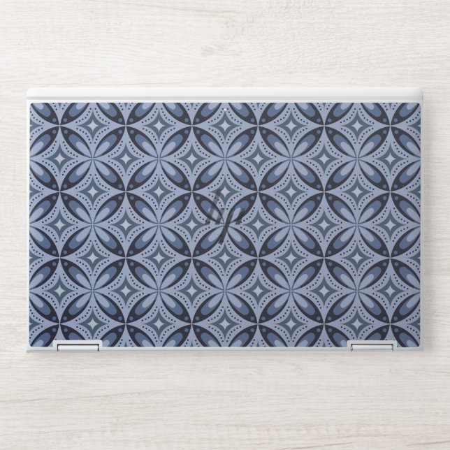 Blue Geometric Pattern Retro Style HP Laptop Skin (Front)