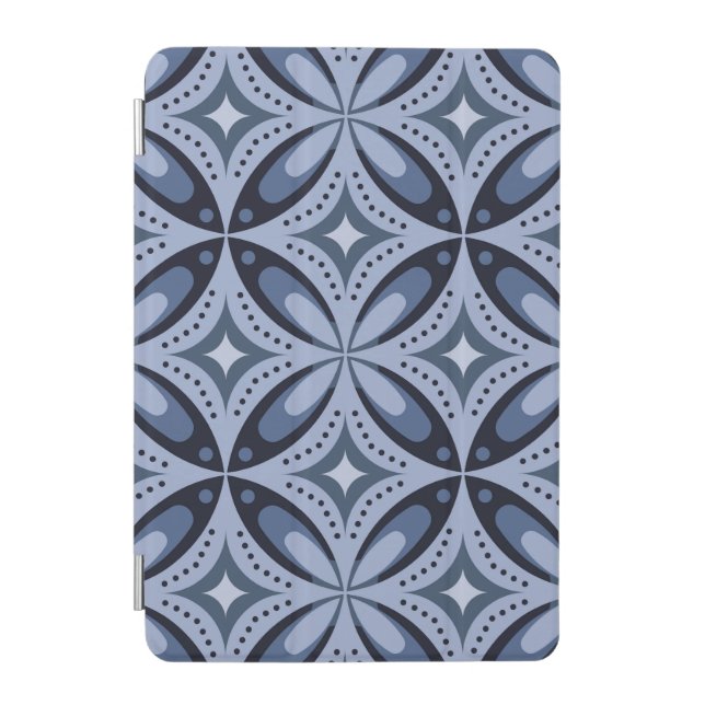 Blue Geometric Pattern Retro Style iPad Mini Cover (Front)
