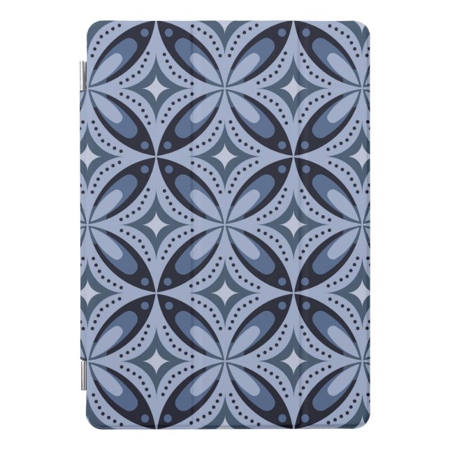 Blue Geometric Pattern Retro Style iPad Pro Cover (Front)