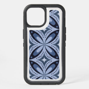 Blue Geometric Pattern Retro Style iPhone 15 Case