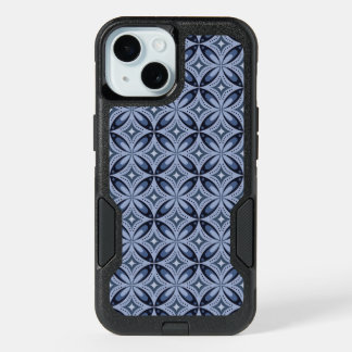 Blue Geometric Pattern Retro Style iPhone 15 Case