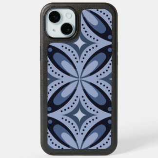 Blue Geometric Pattern Retro Style iPhone 15 Plus Case