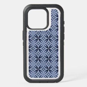 Blue Geometric Pattern Retro Style iPhone 15 Pro Case