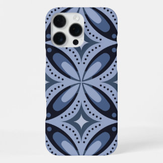 Blue Geometric Pattern Retro Style iPhone 16 Pro Max Case