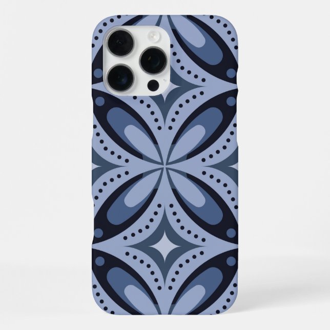 Blue Geometric Pattern Retro Style iPhone Case (Back)