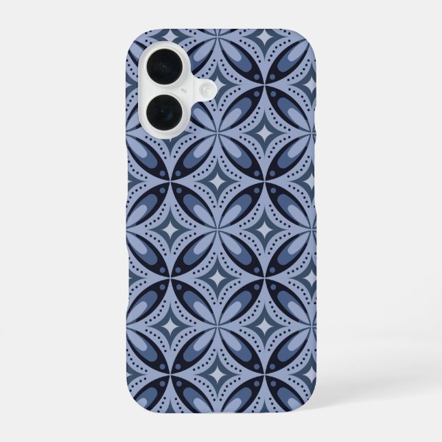 Blue Geometric Pattern Retro Style iPhone Case (Back)