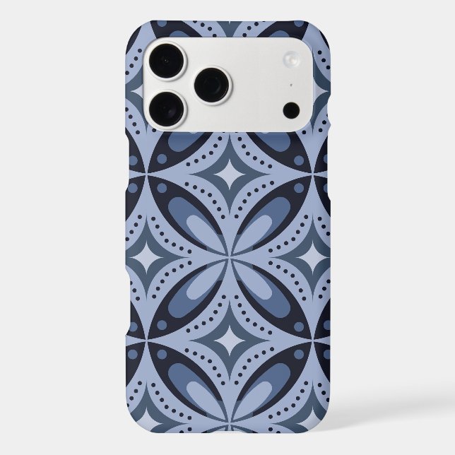Blue Geometric Pattern Retro Style iPhone Case (Back)