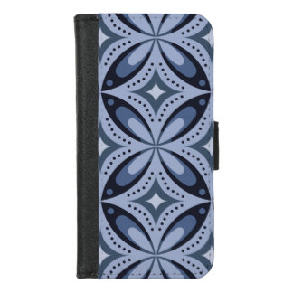 Blue Geometric Pattern Retro Style iPhone 8/7 Wallet Case