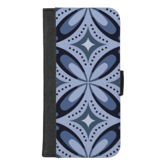 Blue Geometric Pattern Retro Style iPhone 8/7 Plus Wallet Case