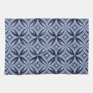 Blue Geometric Pattern Retro Style Kitchen Towel