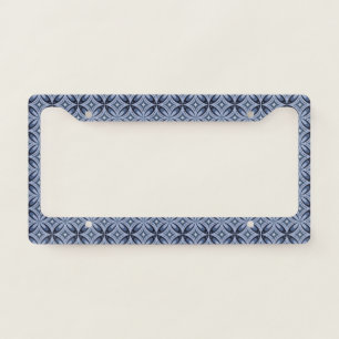 Blue Geometric Pattern Retro Style License Plate Frame