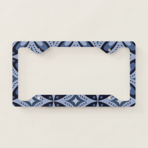 Blue Geometric Pattern Retro Style License Plate Frame