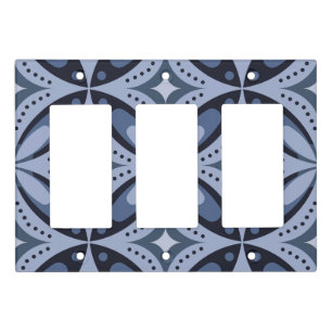 Blue Geometric Pattern Retro Style Light Switch Cover