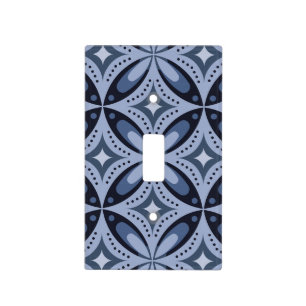Blue Geometric Pattern Retro Style Light Switch Cover