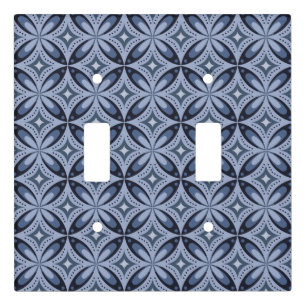 Blue Geometric Pattern Retro Style Light Switch Cover