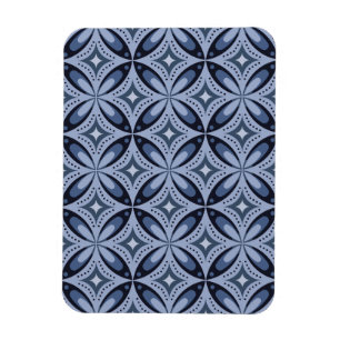 Blue Geometric Pattern Retro Style Magnet