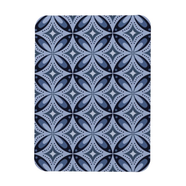 Blue Geometric Pattern Retro Style Magnet (Vertical)