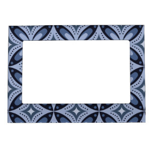 Blue Geometric Pattern Retro Style Magnetic Frame
