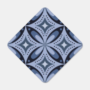 Blue Geometric Pattern Retro Style Metal Sign