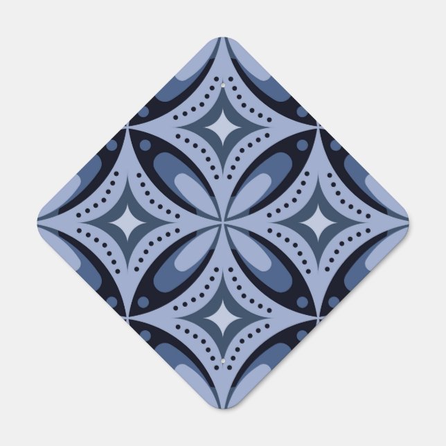 Blue Geometric Pattern Retro Style Metal Sign (Front)