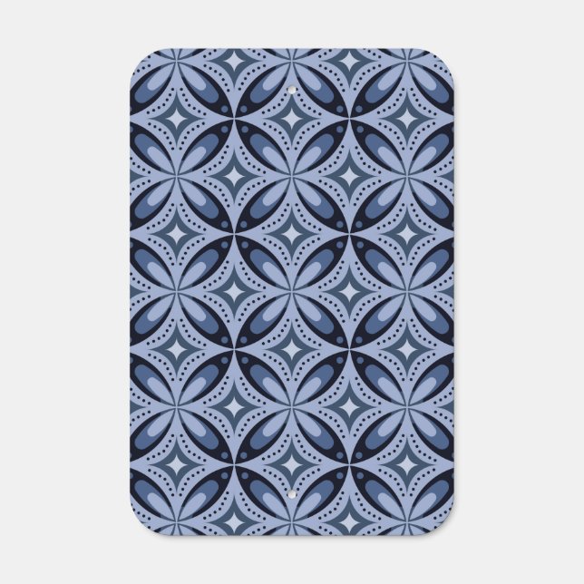 Blue Geometric Pattern Retro Style Metal Sign (Front)