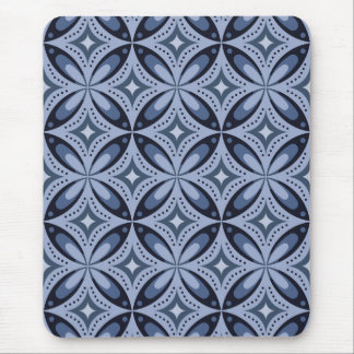 Blue Geometric Pattern Retro Style Mouse Pad