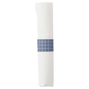 Blue Geometric Pattern Retro Style Napkin Bands