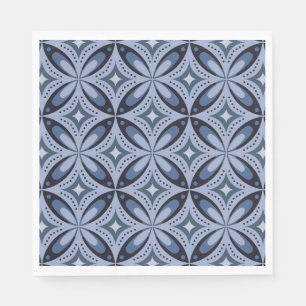 Blue Geometric Pattern Retro Style Napkins