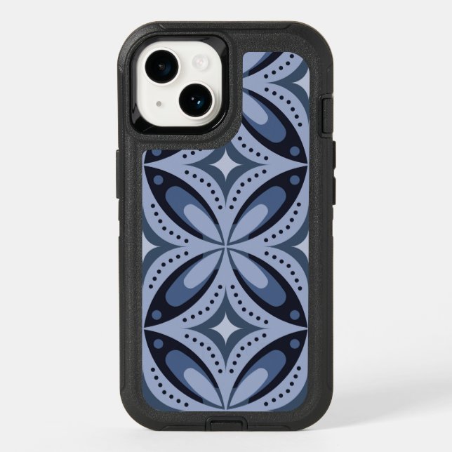 Blue Geometric Pattern Retro Style Otterbox iPhone Case (Back)