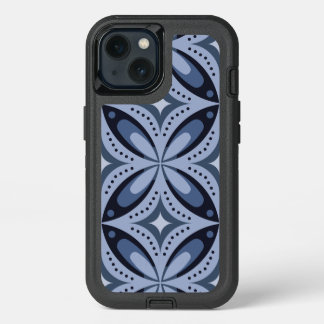 Blue Geometric Pattern Retro Style iPhone 13 Case