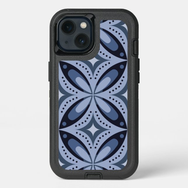 Blue Geometric Pattern Retro Style Otterbox iPhone Case (Back)