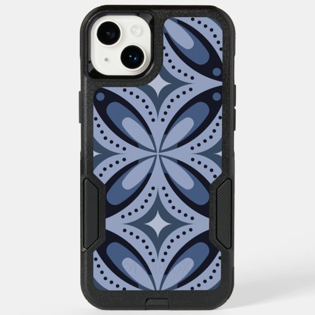 Blue Geometric Pattern Retro Style Otterbox iPhone Case (Back)