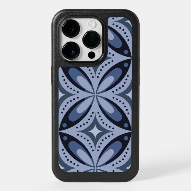 Blue Geometric Pattern Retro Style Otterbox iPhone Case (Back)